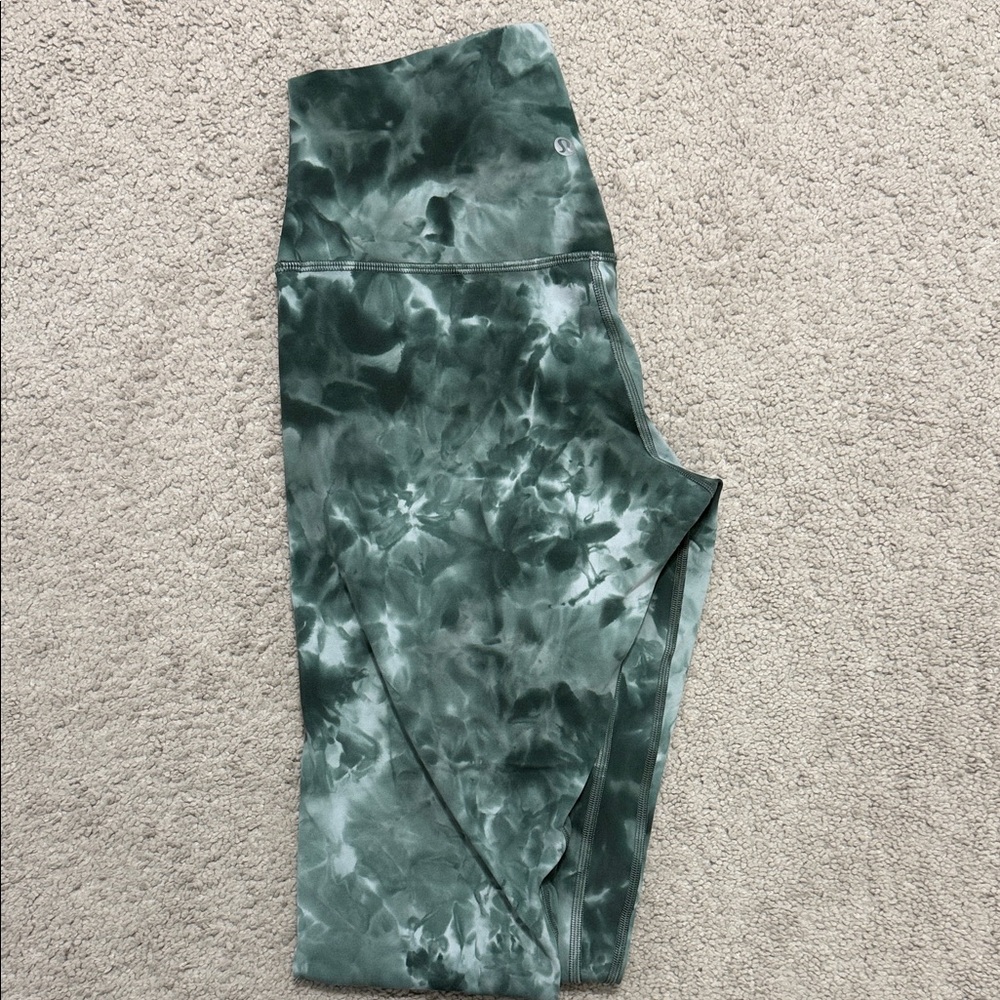 Lulu Lemon Align Green Tie-Dye Leggings 25”